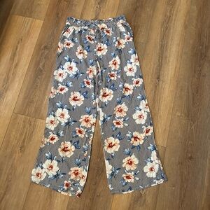 Joe B Women’s Black Stripped Floral Pants Size XL Wide‎ Leg